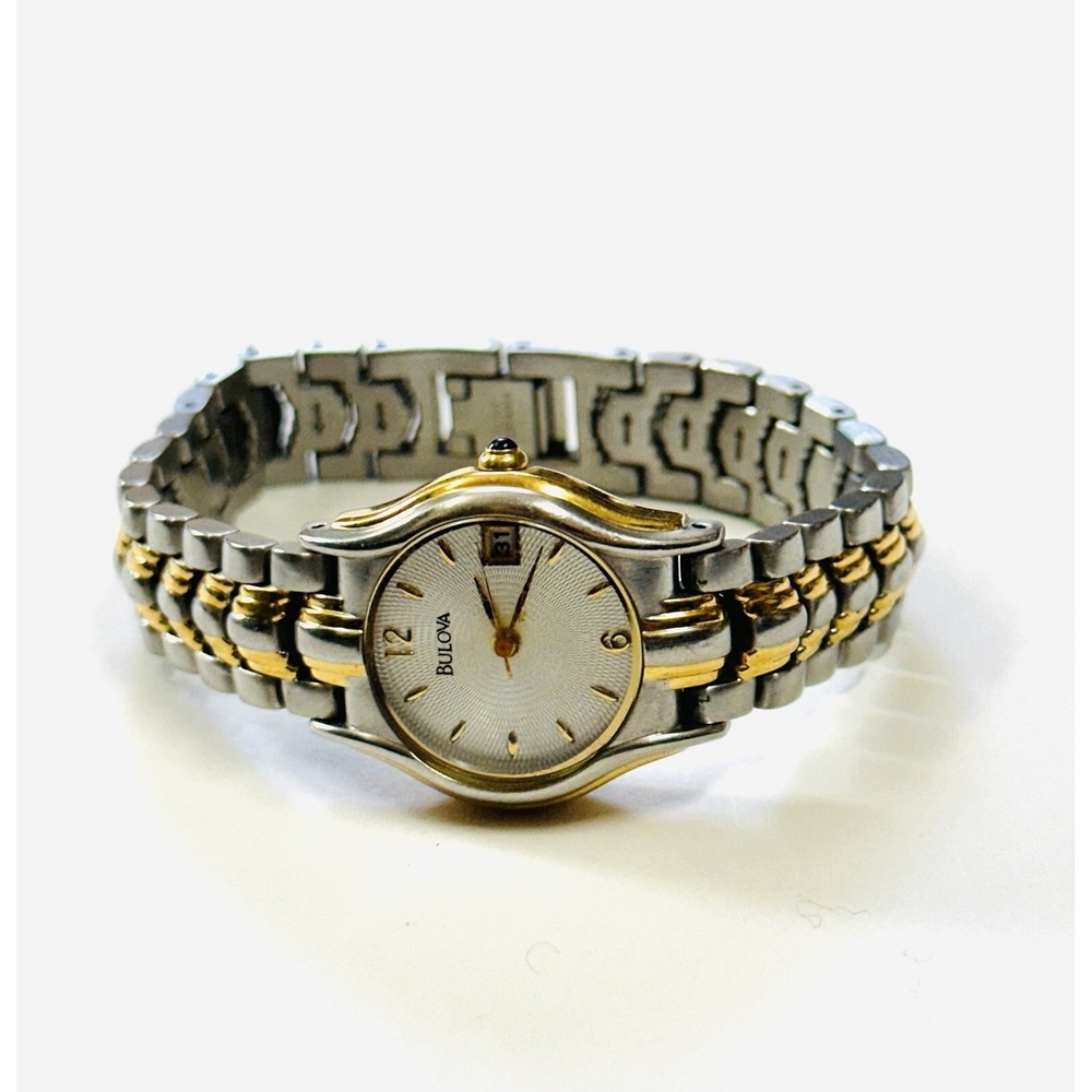 Bulova Quartz A1 Stainless Steel Two Tone Ladies Women's Watch 6 3/4" Wrist